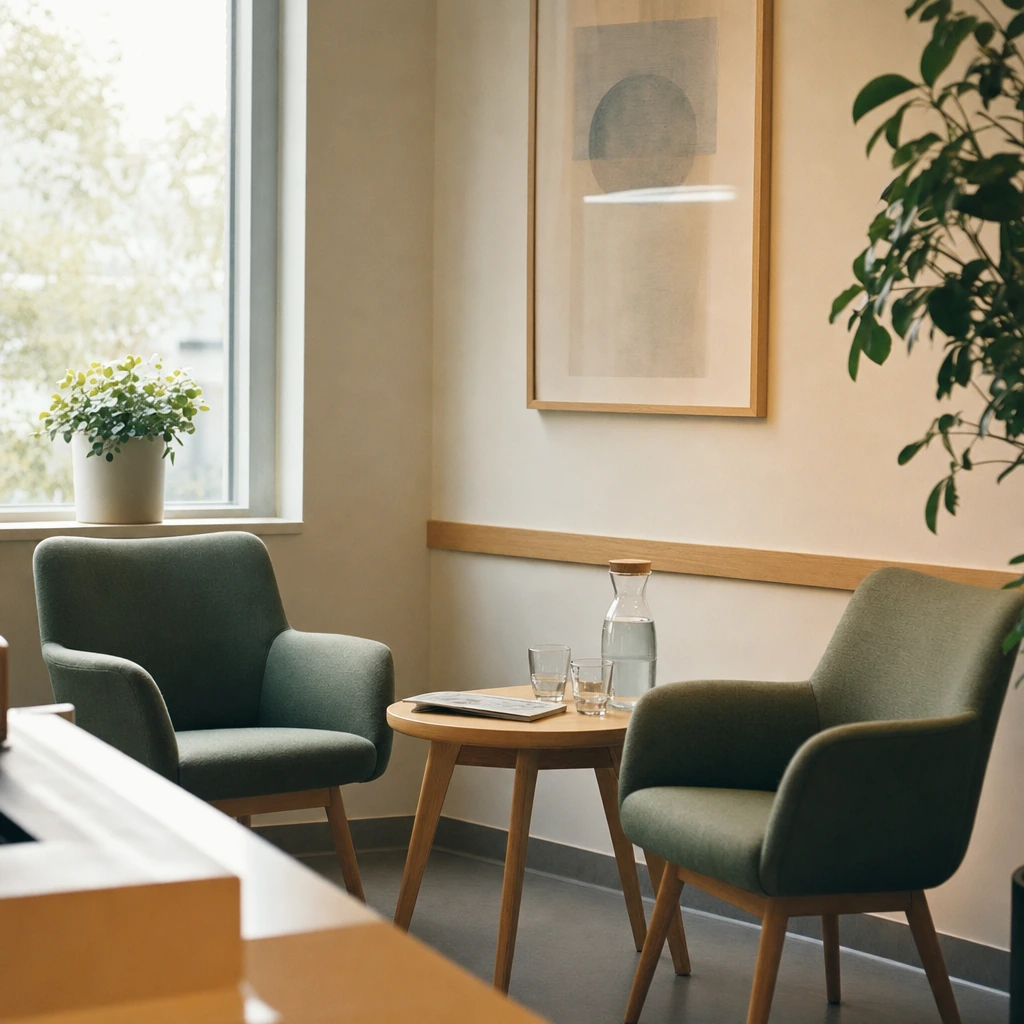 Venterommet — to stoler i salviegrønt